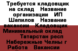 Требуется кладовщик на склад › Название организации ­ ИП Шапилов › Название вакансии ­ Кладовщик › Минимальный оклад ­ 24 000 - Татарстан респ., Набережные Челны г. Работа » Вакансии   . Татарстан респ.,Набережные Челны г.